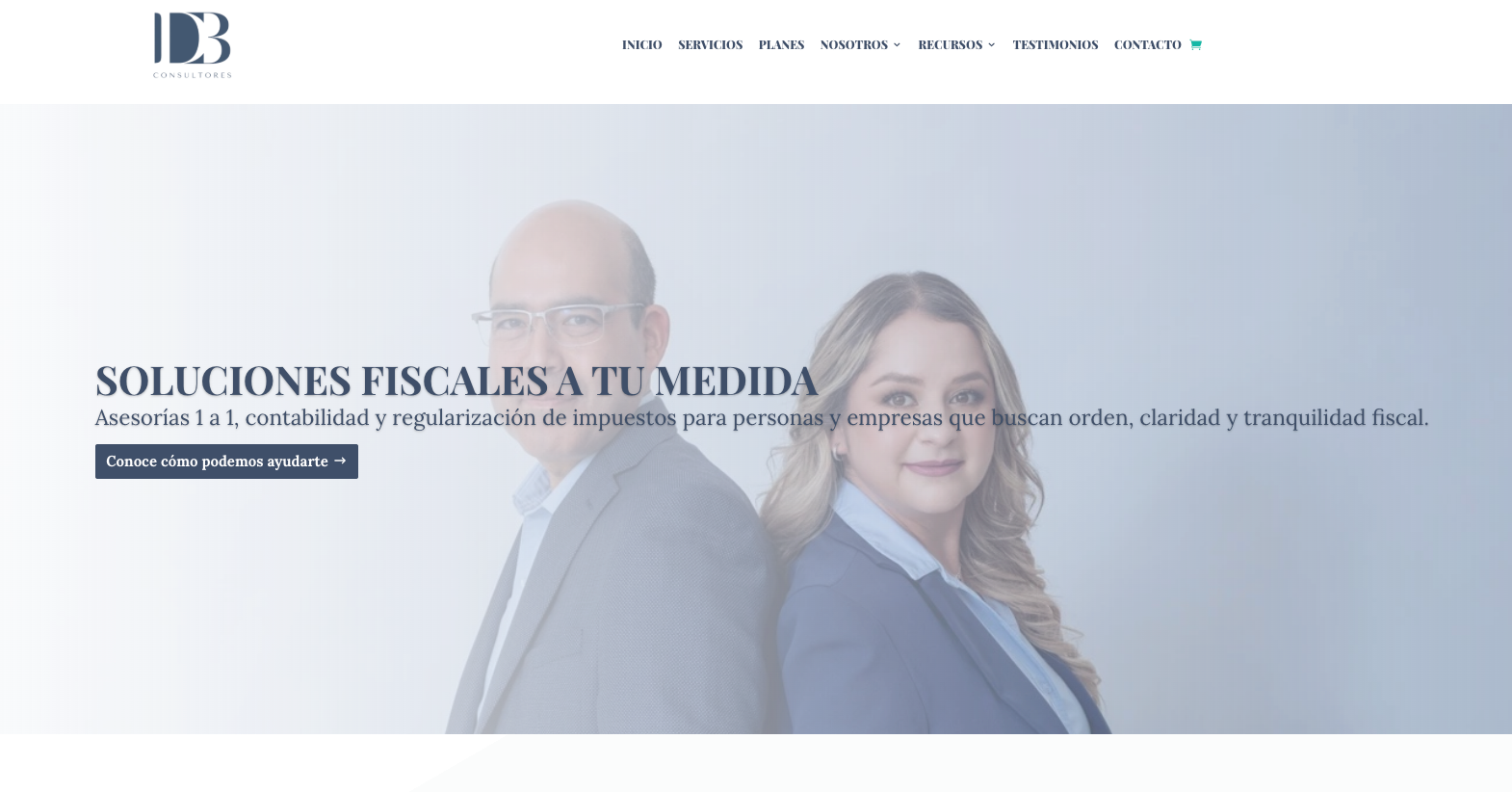 Portada del sitio de DB Consultores